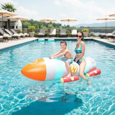 Badetier Rakete Pool Spielzeug Schwimmtier Aufblasbar Badetier