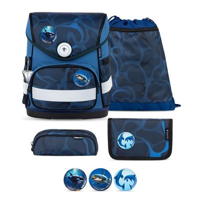 Belmil Compact ergonomisches Schulranzen-Set 5-teilig "Wave Storm" mit Brustgurt,