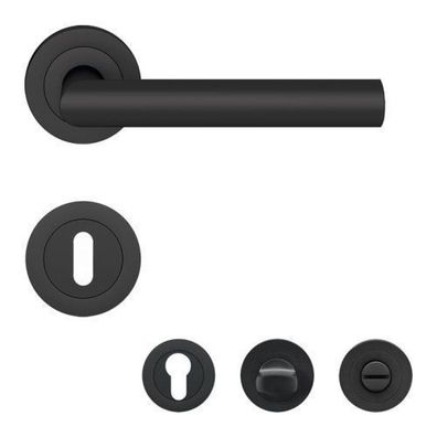 Karcher Türdrücker-Rosetten-Garnitur ER28 Rhodos Kosmos Schwarz Türgriff Klinke