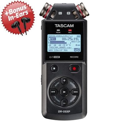 Tascam Audio-Recorder DR-05XP 2-Kanal Aufnahmegerät + Bonus In-Ear Kopfhörer
