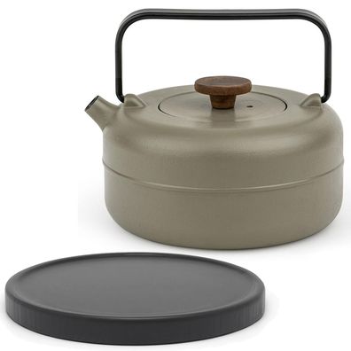 Bredemeijer Gusskanne 0,75 L Khaki-Grün Teekanne Teefilter & Untersetzer schwarz