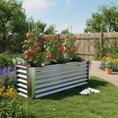 Hochbeet Stahl Silber XL