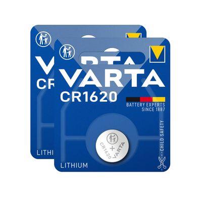 2x Varta CR 1620 DL1620 3V Lithium Batterie Knopfzelle 70mAh Blister