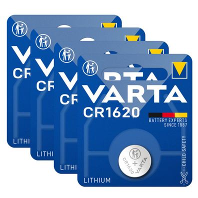 4x Varta CR 1620 DL1620 3V Lithium Batterie Knopfzelle 70mAh Blister