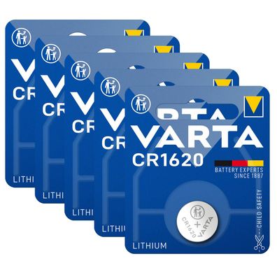 5x Varta CR 1620 DL1620 3V Lithium Batterie Knopfzelle 70mAh Blister