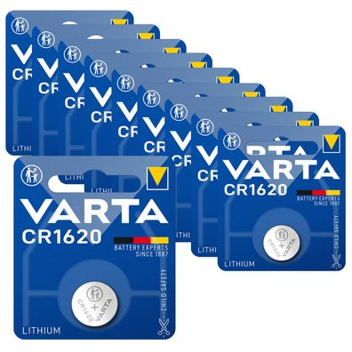 10x Varta CR 1620 DL1620 3V Lithium Batterie Knopfzelle 70mAh Blister