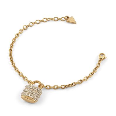 Guess Schmuck Damenarmband Padlock Charm Pavé Goldfarben JUBB05406JWYGPKS