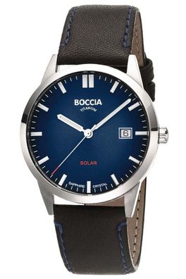 Boccia Herren-Solaruhr Dunkelblau mit Saphirglas 3673-01