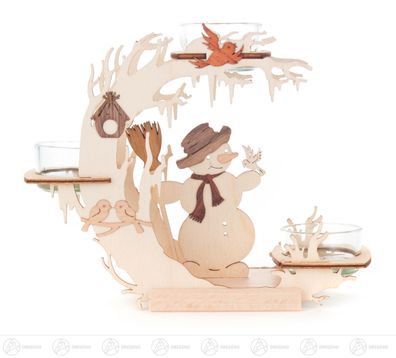 Teelichtkranz Schneemann und Vögel BxHxT 19 cmx15 cmx6 cm NEU Erzgebirge