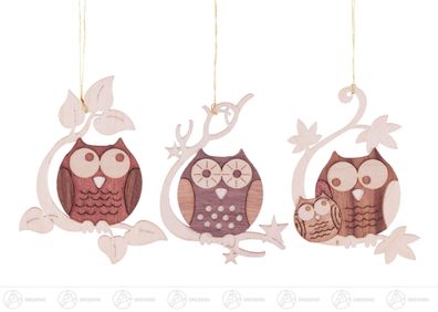 Baumschmuck Behang Eulen (6) H=ca 8 cm NEU Erzgebirge Christbaumschmuck