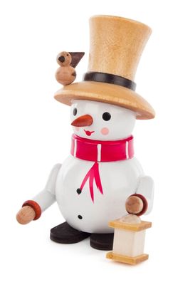 Miniatur Schneemann Berti" mit Laterne" H: 8cm NEU Holzfigur Holzminiatur
