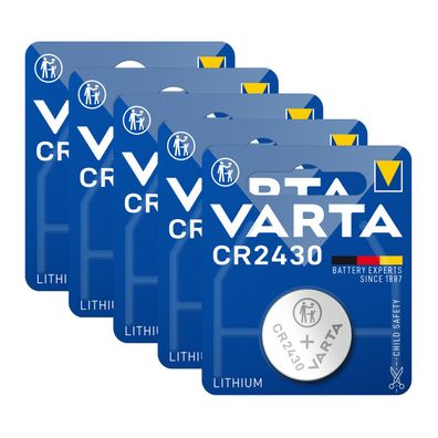 5x Varta Knopfzellen Lithium Batterien CR 2430 CR2430 3V Blister