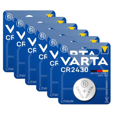 6x Varta Knopfzellen Lithium Batterien CR 2430 CR2430 3V Blister