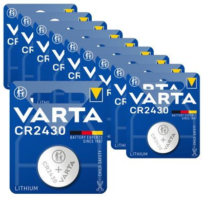 10x Varta Knopfzellen Lithium Batterien CR 2430 CR2430 3V Blister
