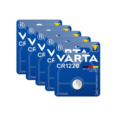 5x Varta Knopfzelle Lithium CR1220 3V Batterie 1er Blister CR 1220 DL1220
