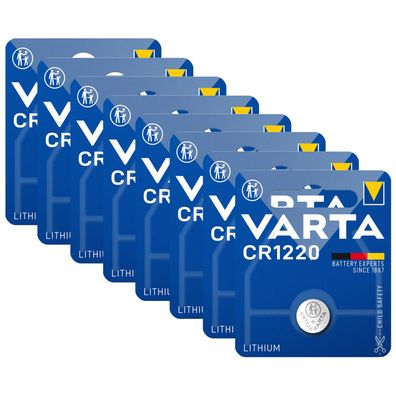 8x Varta Knopfzelle Lithium CR1220 3V Batterie 1er Blister CR 1220 DL1220