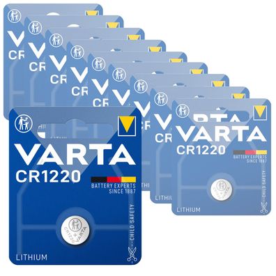 10x Varta Knopfzelle Lithium CR1220 3V Batterie 1er Blister CR 1220 DL1220