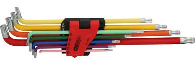 Kugelkopf-Torx-Winkelstiftschlüssel-Satz, extra lang und 108° abgewinkelt, 9-tlg