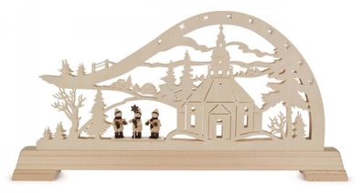 Schwibbogen Seiffener Kirche mit Kurrende und LED-Beleuchtung BxHxT 63x32x6,5cm