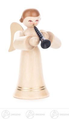 Engel mit Oboe, langer Rock, natur H=ca 6 cm NEU Weihnachtsfigur Holzfigur