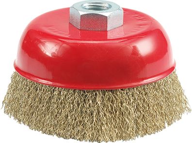 Topfbürste, Zopfbürste 100mm, gewellt, Messingbeschichtung, M14