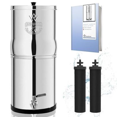 Weeplow Earth ECO Schwerkraft-Wasserfilter 8,5 l Edelstahl mit 2 Filtern