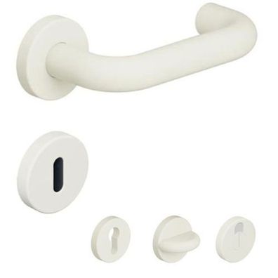 HEWI Griff 111 Rosette Reinweiß matt Rosettengarnitur Drückergarnitur