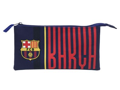 FC Barcelona Dreifach Federmäppchen 3 Fächer Federmappe mit Reißverschluss