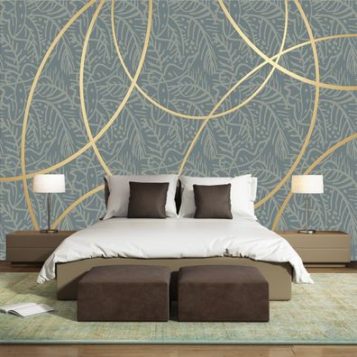 Fototapete Geometrische Blätter Modern Wandtapete Wohnzimmer Deko 7480