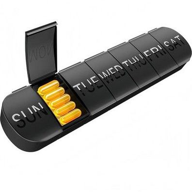 Medikamentenbox 7 Tage XXL Tablettenbox große Kapazität Pillendose Schwarz 22 cm