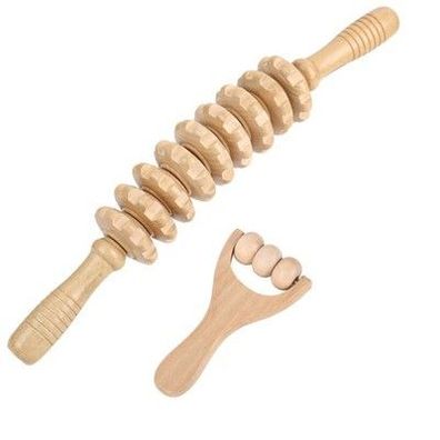 2x Faszienrolle Holz Massageroller Premium Rücken Beine Nacken Muskelentspannung