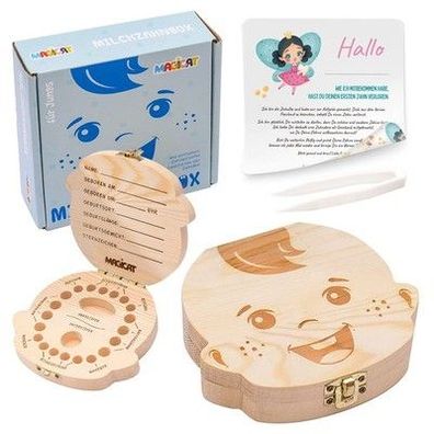 1 Milchzahndose Holz Baby Zähne Aufbewahrungsbox Geschenk Taufe Geburtstag