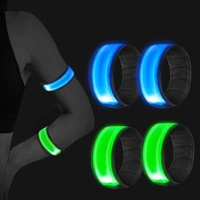 4x LED Armbänder Leuchtband Lauflicht Reflektor Laufen