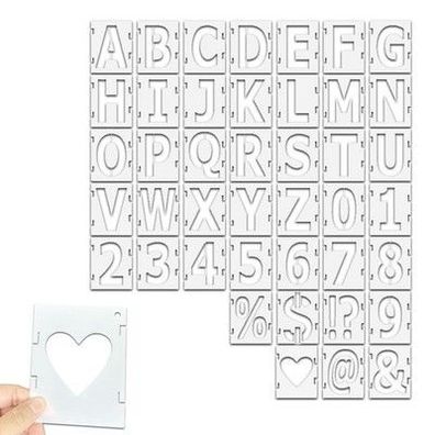 42 x Buchstaben Zahlen Schablone 7.6 cm Wiederverwendbare PET