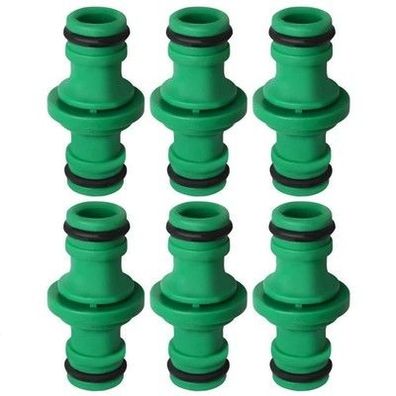 6 x Doppel Stecker Schlauchverbinder Gartenschlauch Kupplung