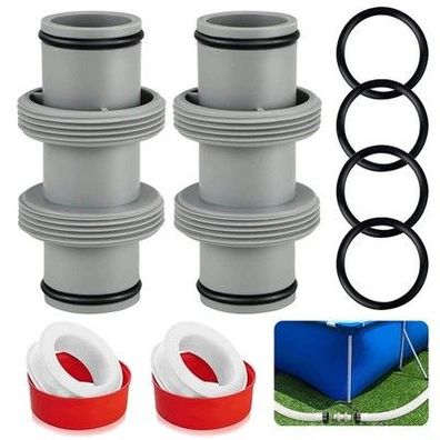 2 x Poolschlauch Adapter Set 38mm Pool Schlauchverbinder Verlängerung