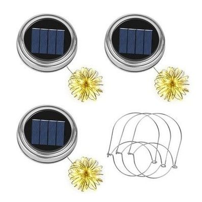 3 x Solar Lichterketten 20 LED 2m mit Panel und Tragegriff Außen