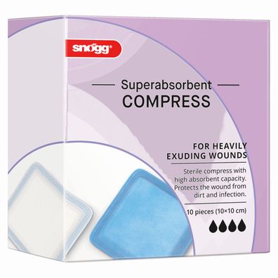 Snögg Animal Care Superabsorbent Compress, 10 x 10 cm, 10 Stück - steriler Wundver