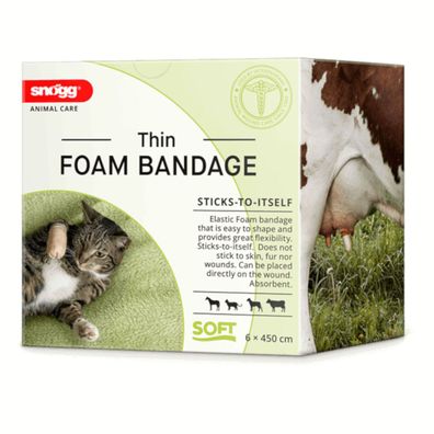 Snögg Animal Care Thin Foam Bandage, 6 x 450 cm - elastischer, selbhaftender Schau
