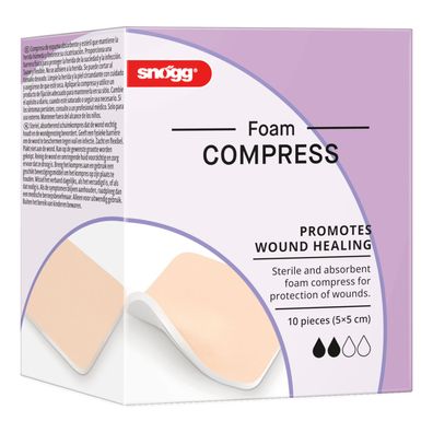 Snögg Animal Care Foam Compress, 5 x 5 cm, 10 Stück - steriler Schaumverband für