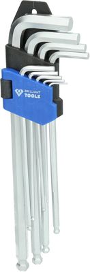 Brilliant Tools Winkelstiftschlüssel-Satz, 9-tlg, Innensechskant-Profil, lang