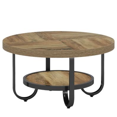 Runder Couchtisch 2-stufiger Wohnzimmertisch Mitteltisch Teetisch