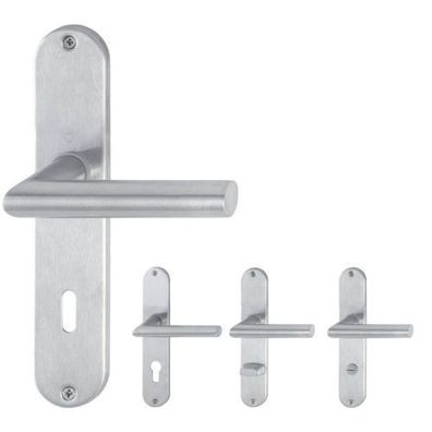 Hoppe Amsterdam Türdrücker- Wechselgarnitur Langschild BB/PZ/WC Edelstahl matt