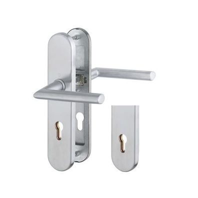 HOPPE Schutzgarnitur Stockholm PZ Drückerbeschlag Edelstahl matt Langschild