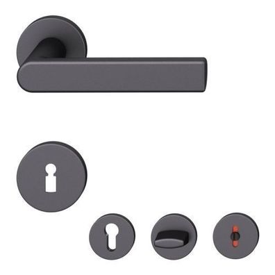 12 1244 FSB Türdrücker Rosettengarnitur Alu schwarz Klasse 4 Türbeschlag