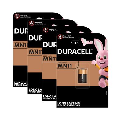 4x Duracell MN11 Alkaline Batterie Security A11 L1016 6V 1er Blister