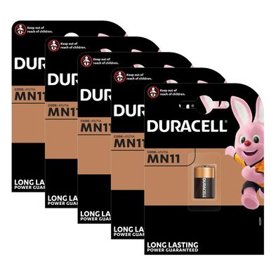 5x Duracell MN11 Alkaline Batterie Security A11 L1016 6V 1er Blister