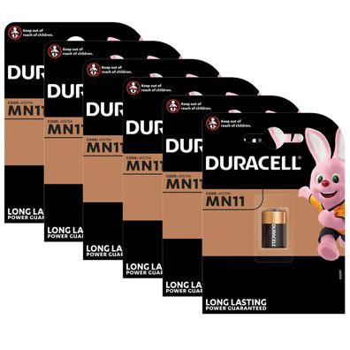 6x Duracell MN11 Alkaline Batterie Security A11 L1016 6V 1er Blister