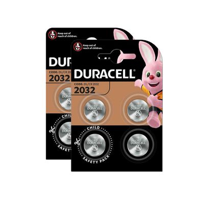 2x Duracell Knopfzelle Lithium CR2032 DL2032 3V Batterien 4er Blister