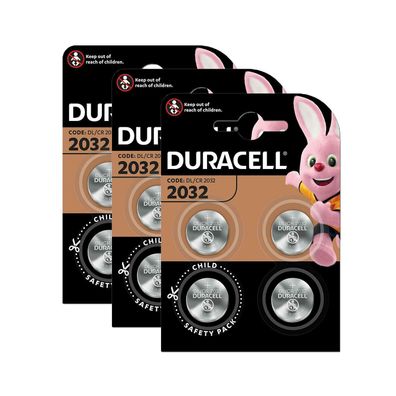 3x Duracell Knopfzelle Lithium CR2032 DL2032 3V Batterien 4er Blister